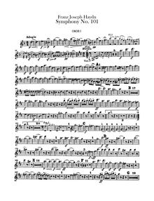 Partition hautbois 1, 2, Symphony No.101 en D major “pour Clock”
