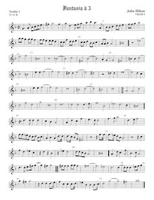 Partition Treble1 viole de gambe, Prelude et fantaisies pour 3 violes de gambe par John Hilton
