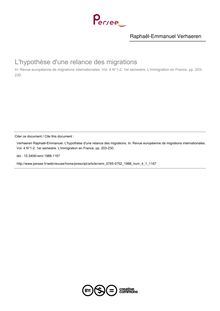 L hypothèse d une relance des migrations - article ; n°1 ; vol.4, pg 203-230
