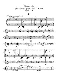 Partition cor 1 / 2 (D, G, A, F), 3 et 4 (B♭, E, F), Symphonie espagnole