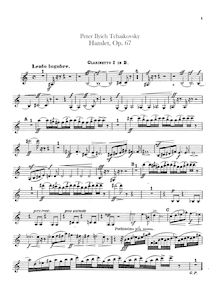 Partition clarinette 1, 2 (B♭), Hamlet (overture-fantasia), Гамлет (Gamlet)