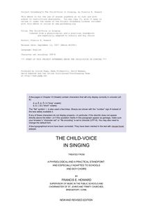 The Child-Voice in Singing - treated from a physiological and a practical standpoint - and especially adapted to schools and boy choirs