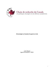 Chronologie Le Canada et la guerre en Irak Justin Massie Agent de ...