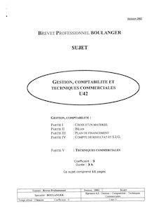 Gestion - Comptabilité et techniques commerciales 2002 BP - Boulanger