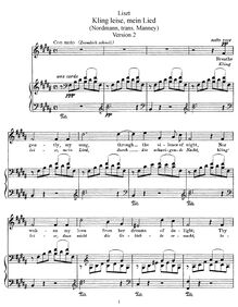 Partition complète (S.301/2), Kling leise, mein Lied, Liszt, Franz