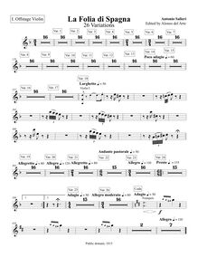 Partition Offstage violon 1, 26 Variations on La Folia di Spagna