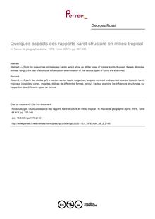 Quelques aspects des rapports karst-structure en milieu tropical  - article ; n°3 ; vol.66, pg 337-348
