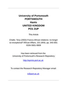 University of Portsmouth PORTSMOUTH Hants UNITED KINGDOM PO1 2UP