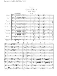 Partition complète, Symphony No.26, Overture, E♭ major, Mozart, Wolfgang Amadeus
