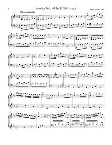 Partition Sonata R.41 en E♭ major, clavier sonates R.41-50, Soler, Antonio
