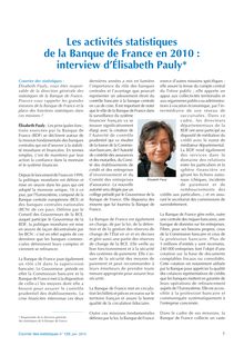 Les activités statistiques de la Banque de France en 2010 : interview d Élisabeth Pauly