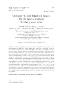 Cumulative t-link threshold models for the genetic analysis of calving ease scores