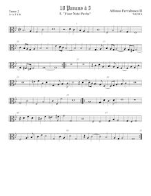 Partition ténor viole de gambe 3, alto clef, Pavan à 5 No.4, Four-note pavan