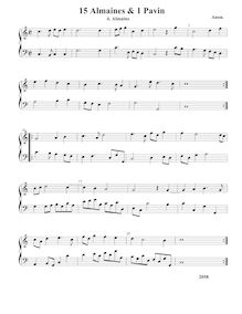 Partition Almaine No.4 - partition complète, duos pour violes de gambe