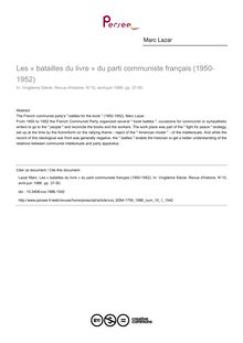 Les « batailles du livre » du parti communiste français (1950-1952) - article ; n°1 ; vol.10, pg 37-50
