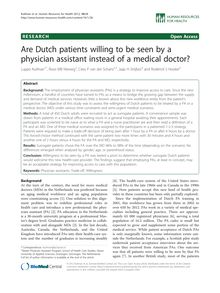 Are Dutch patients willing to be seen by a physician assistant instead of a medical doctor?