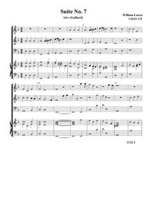 Partition complète,  No.7 pour 3 violes de gambe et orgue, Lawes, William par William Lawes