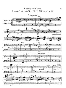 Partition Basses, Deuxième Concerto pour Piano et Orchestre, Op.22