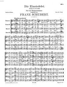 Partition complète, Die Einsiedelei, D.337, Schubert, Franz