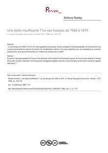 Une dette insuffisante ? Le cas français de 1958 à 1974 - article ; n°2 ; vol.1, pg 104-116