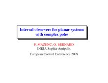 Interval observers for planar systems with complex poles