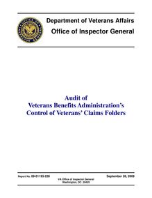 Department of Veterans Affairs Office of Inspector General Audit of  Veterans Benefits Administration