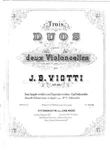 Partition violoncelle 1, 3 Duos pour 2 violoncelles, Op.30, Viotti, Giovanni Battista