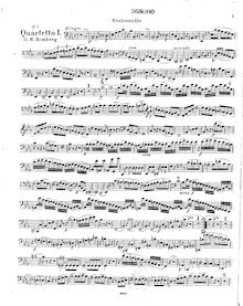 Partition violoncelle, 3 corde quatuors, Op.1, Romberg, Bernhard