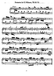 Partition complète, Sonata en G minor, Wq.65/11, G minor, Bach, Carl Philipp Emanuel
