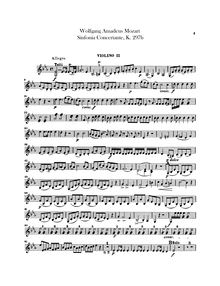 Partition violons II, Sinfonia concertante, Sinfonia Concertante par Wolfgang Amadeus Mozart