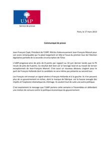 Communiqué de presse de l ump: Jean-François Copé félicite Jean-François Mancel pour son score 