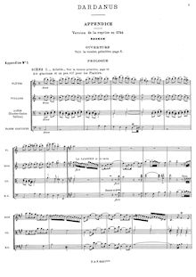 Partition Appendix No.1, Dardanus, Rameau, Jean-Philippe