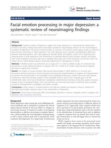 Facial emotion processing in major depression: a systematic review of neuroimaging findings