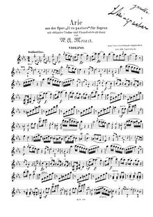 Partition de violon, Il rè pastore, Mozart, Wolfgang Amadeus
