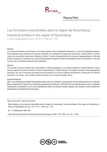Les formations industrielles dans la région de Nuremberg / Industrial entities in the region of Nuremberg - article ; n°1 ; vol.70, pg 11-18