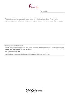 Données anthropologiques sur le pénis chez les Français - article ; n°4 ; vol.1, pg 261-272