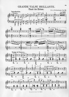 Partition complète, Grande Valse Brillante (Chant des Sirenes), Op.54 par Hermann Adolf Wollenhaupt