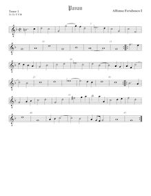Partition ténor viole de gambe 1, octave aigu clef, Pavan pour 5 violes de gambe