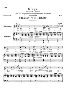 Partition complète, Klage, D.415, Lament, Schubert, Franz