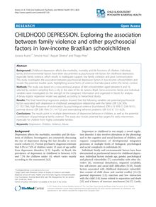 CHILDHOOD DEPRESSION. Exploring the association between family violence and other psychosocial factors in low-income Brazilian schoolchildren