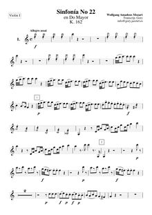 Partition violon I, Symphony No.22, C major, Mozart, Wolfgang Amadeus