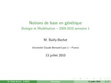 Notions de base en genetique Biologie et Modelisation semestre