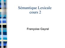 Sémantique Lexicale  cours 2 