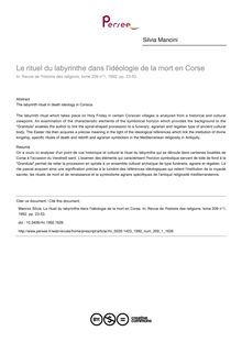 Le rituel du labyrinthe dans l idéologie de la mort en Corse - article ; n°1 ; vol.209, pg 23-53