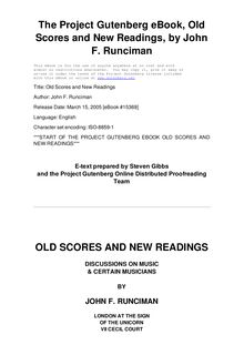 Old Scores and New Readings - Discussions on Music & Certain Musicians