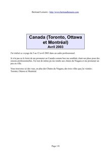 Canada (Avril 2003 - Toronto, Ottawa et Montréal) - Canada ...