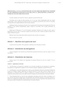 Article 1  Abolition de la peine de mort Article 2  Interdiction ...