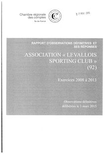 Levallois Sporting Club : le rapport de la Chambre régionale des comptes