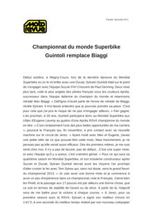 Championnat du monde Superbike Guintoli remplace Biaggi