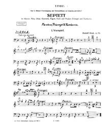 Partition Percussion , partie, Septet, Op.55, Septett für Klavier, Flöte, Oboe, Klarinette, Fagott, Horn und Pauken (Triangle und Tamburin). Op. 55.